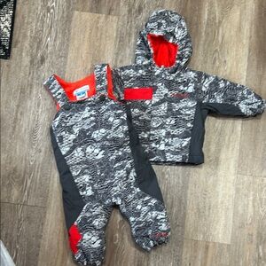 Columbia Gray and Red Camouflage Snowsuit Set